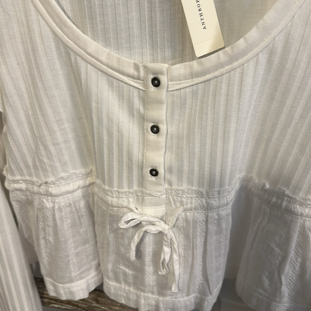 NWT Pilcro mixed texture babydoll top, size Medium - Picture 6 of 8